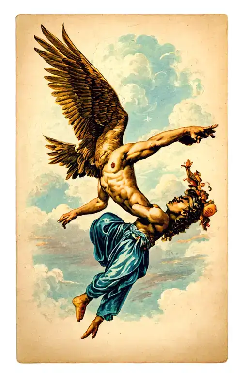 fall of icarus falling from sky tattoo design idea