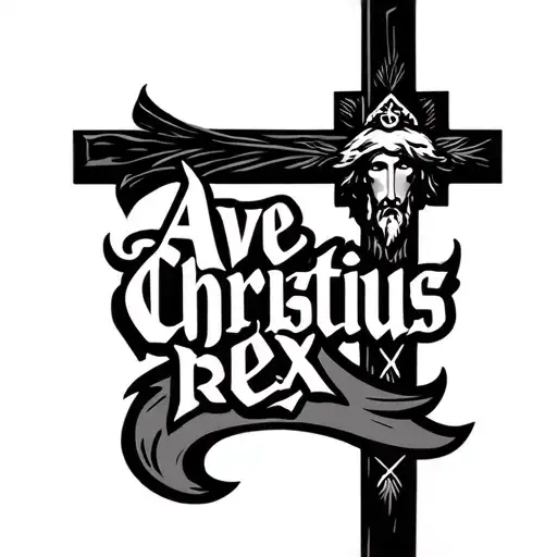 "Ave christus rex" Christ cross tattoo design idea