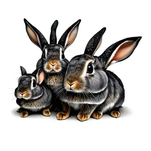 family of 5 bunnies  tattoo design idea