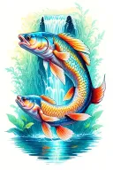 libra scale aquarius waterfall pisces fish tattoo design idea