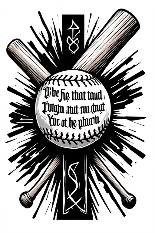 Baseball bat, cross, Colossians 3:23 verse tattoo design idea