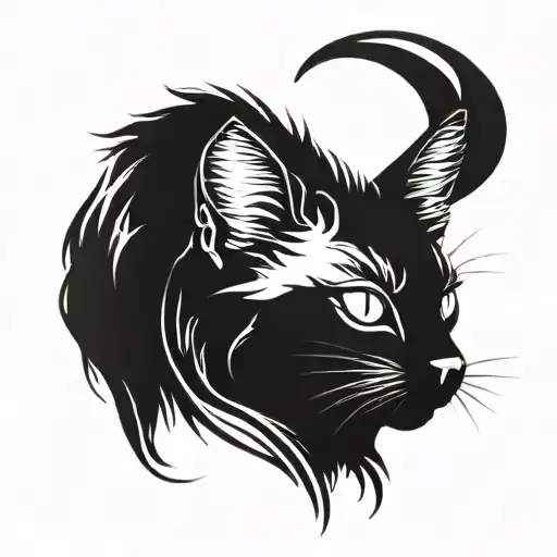halloween cat with horns tattoo design idea
