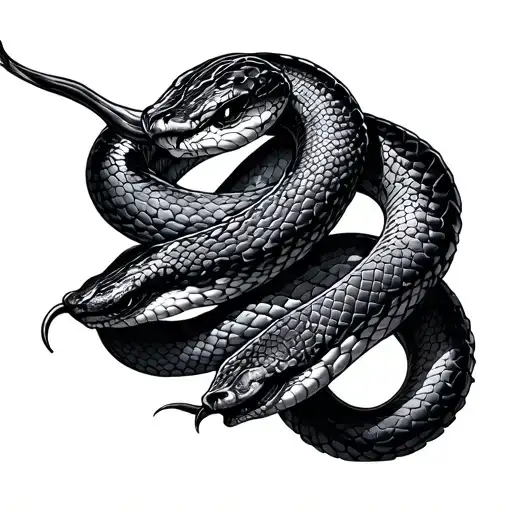 edgy feminine snakes entwined tattoo design idea