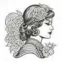 art deco lady profile traditional lady head tattoo design idea