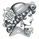 art deco lady profile traditional lady head tattoo design idea