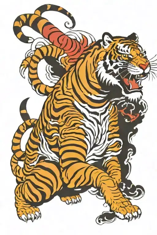 Japanese tiger walking tattoo design idea