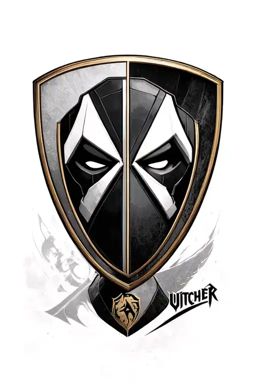 deadpool, lamborghini logo, dexter slice of life, assassin's creed, Witcher all into a arm piece but seperate images  tattoo design idea