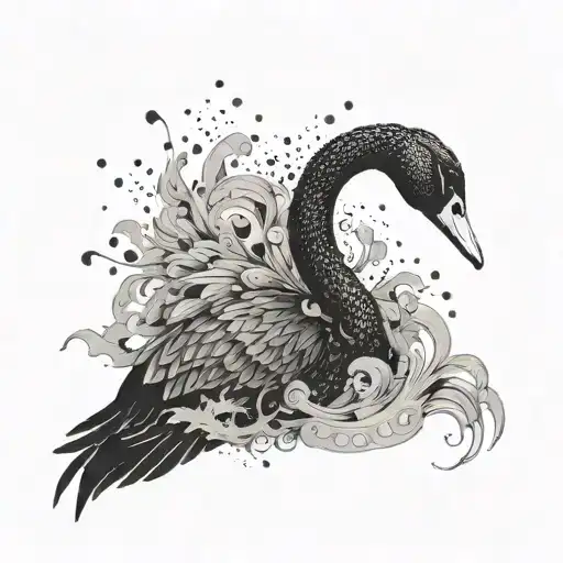 the black swan appears from the fog buries me tattoo design idea