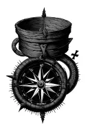 mariner compass with drunkards path quilt pattern representing true north tattoo design idea