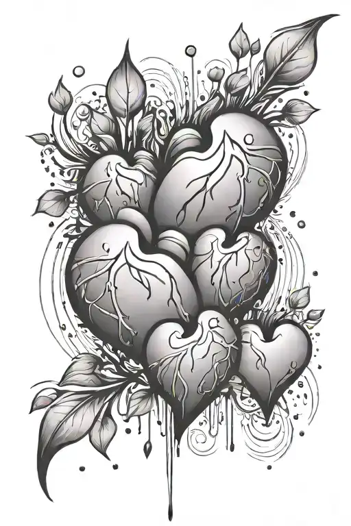 multiple hearts in heartbeat line tattoo design idea