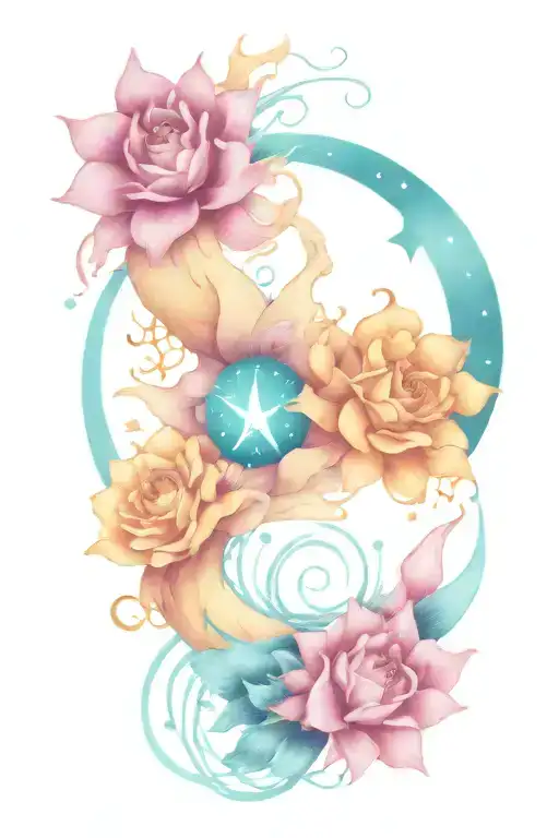 Capricorn constellation intertwined tattoo design idea