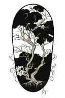 half sleeve Morton bay fig tree with roots tattoo design idea
