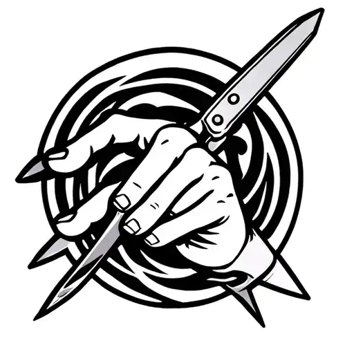 A hand with long sharp nails holding sharp scissors tattoo design idea