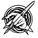 A hand with long sharp nails holding sharp scissors tattoo design idea