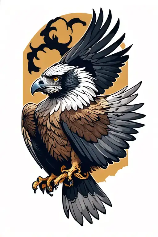 irezumi style harpy eagle flying tattoo design idea