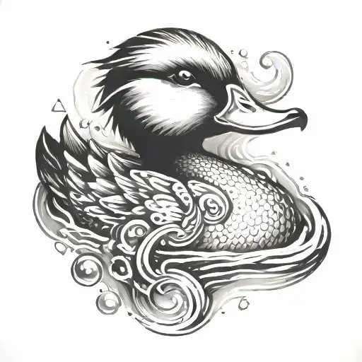 adrenaline molecule with a realistic cute duck tattoo design idea