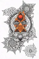 seven chakra in trishool symbols tattoo design idea