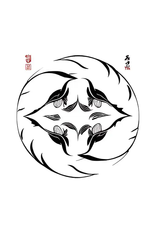 The symbol of ram, Gemini and fish in Japanese style tattoo design idea