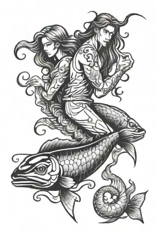 pisces man with scorpio woman tattoo design idea