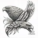 eagle feather intertwined tattoo design idea