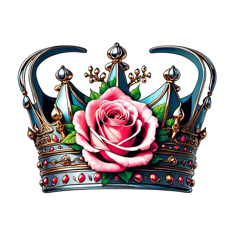 crown with rose tattoo tattoo design idea