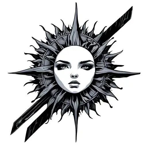 cyberpunk sun tattoo design idea