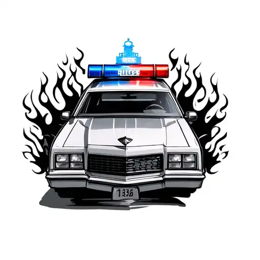 1312 fack the police car with flames tattoo design idea