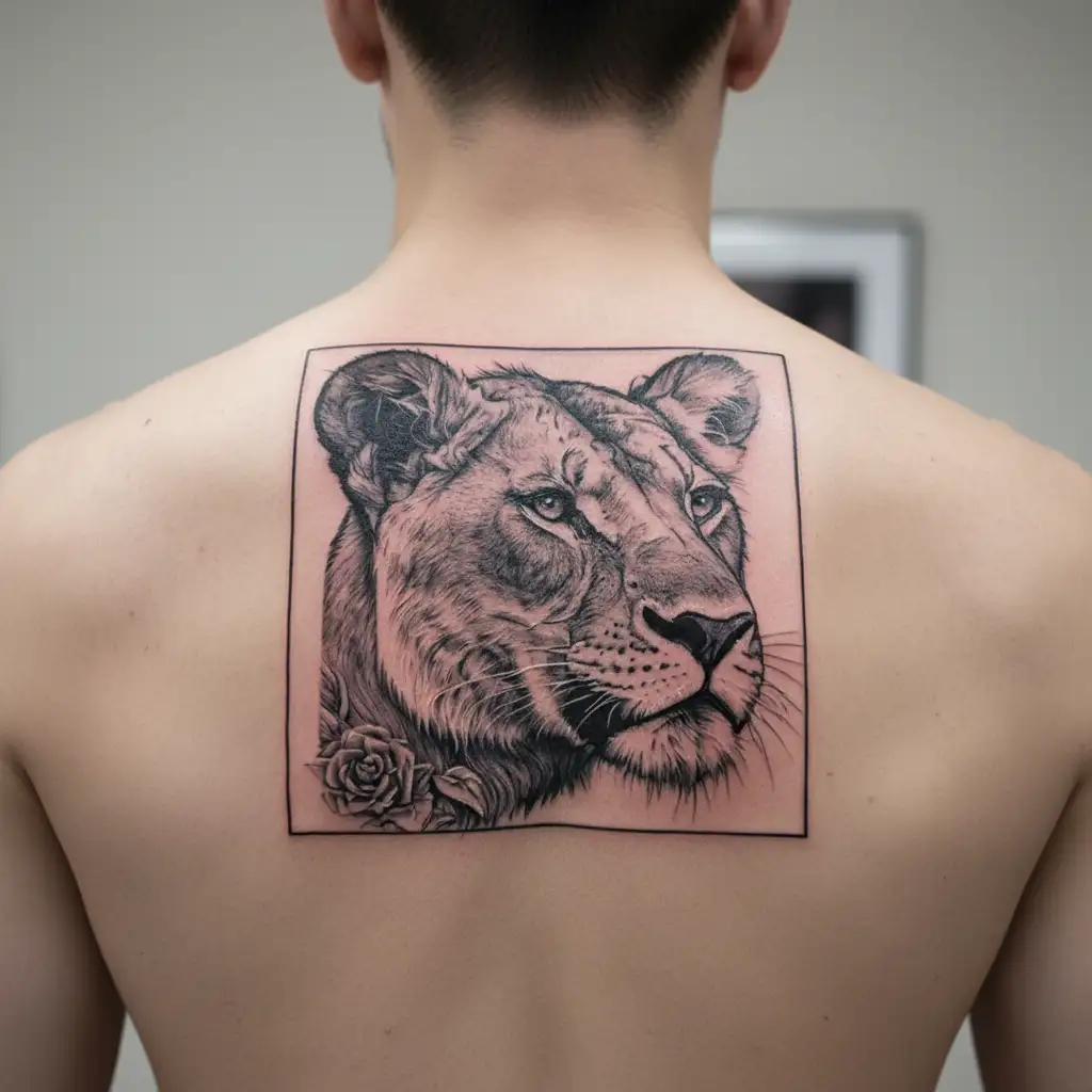 lioness face tattoo tattoo design idea