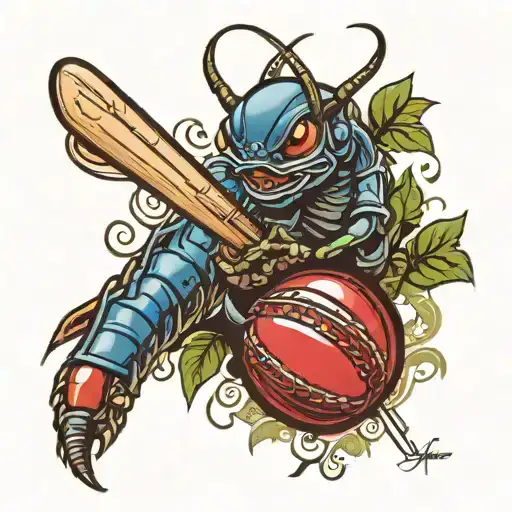 cricket with love and loyalty tattoo design idea