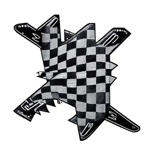 747 numbers checkerboard pattern tattoo design idea