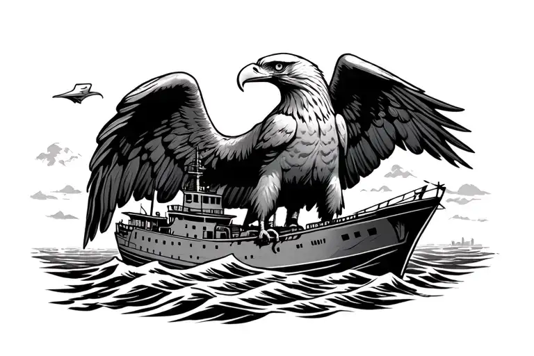 navy ship Philippines American eagle perched on top tattoo design idea