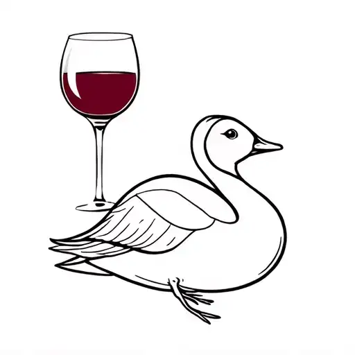 silly goose, with wine glass tattoo design idea