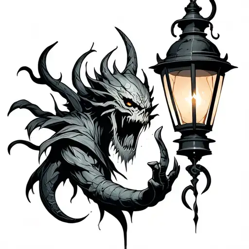 Thresh hook and lantern tattoo design idea