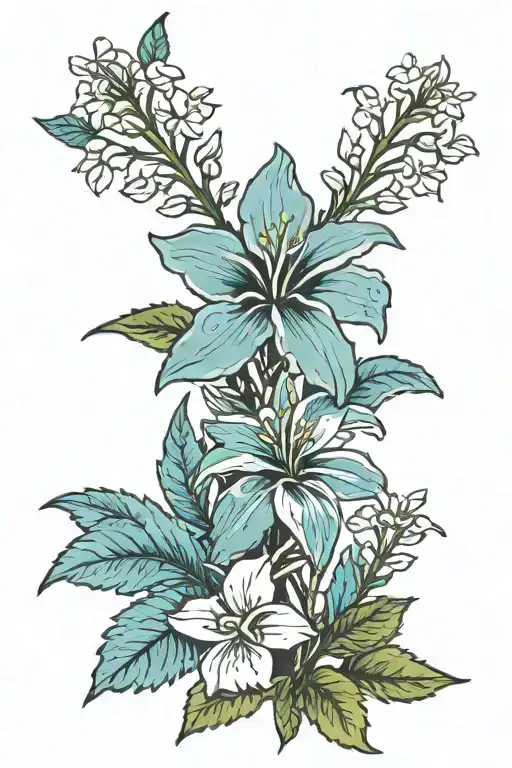 state flower for Hawaii, Arizona, california, and Tennessee  tattoo design idea