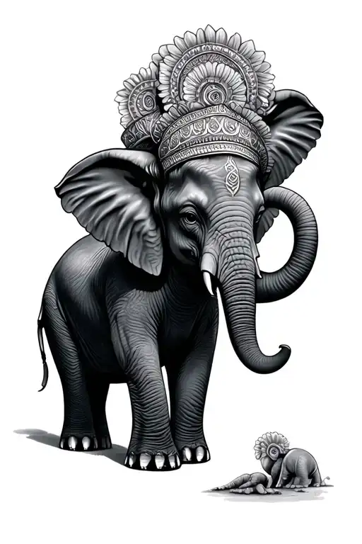 3 headed elephant tattoo design idea