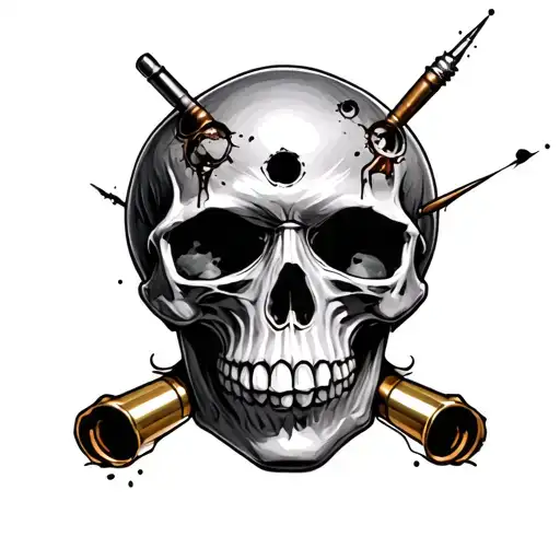 skull with bullet hole tattoo design idea