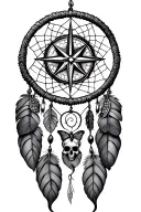 Dreamcatcher, compass, dear skull, butterfly  tattoo design idea