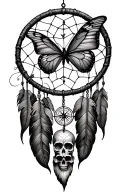 Dreamcatcher, compass, dear skull, butterfly  tattoo design idea