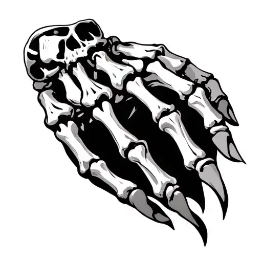 skeleton hand with lost and found in it  tattoo design idea