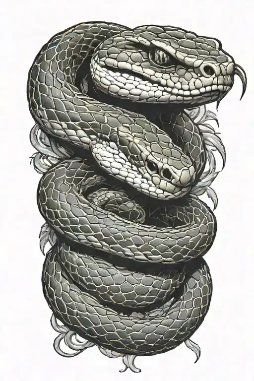 snake biting hand tattoo design idea