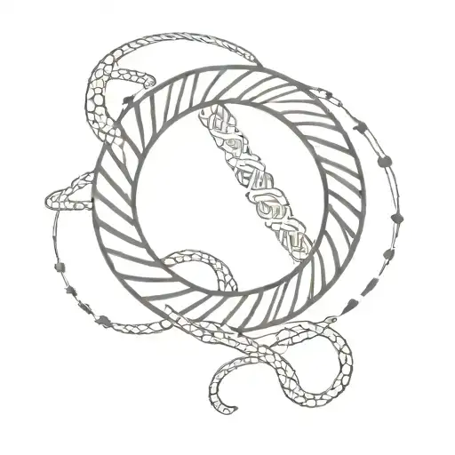 Ouroboros snake with DNA double helix intertwined tattoo design idea