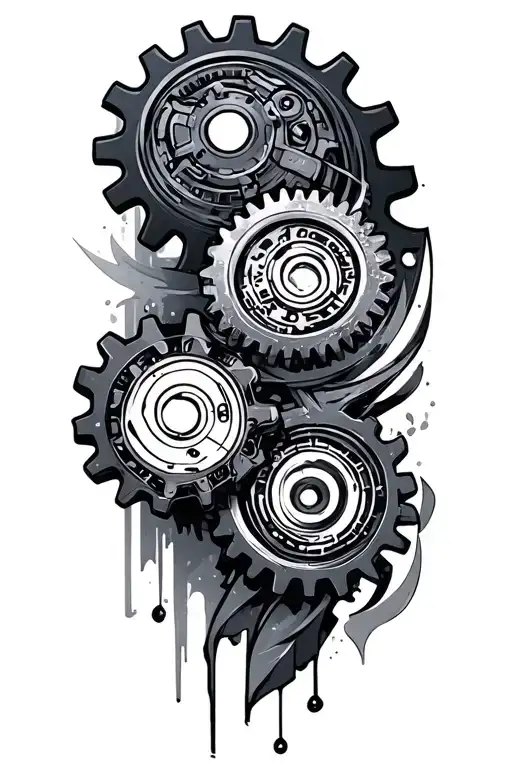 biometric gears tattoo design idea