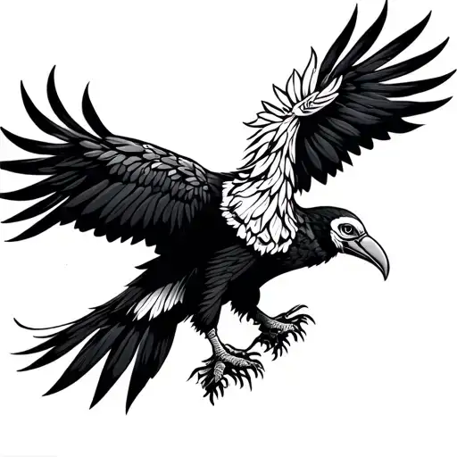 absteact andean condor in tribal indigenious style colombia tattoo design idea