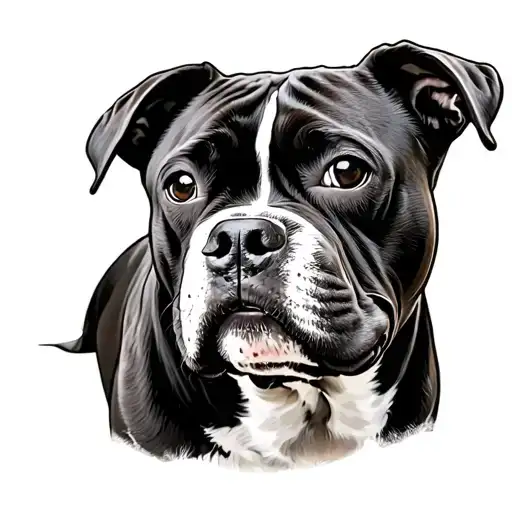 staffy dog breed trad style tattoo design idea