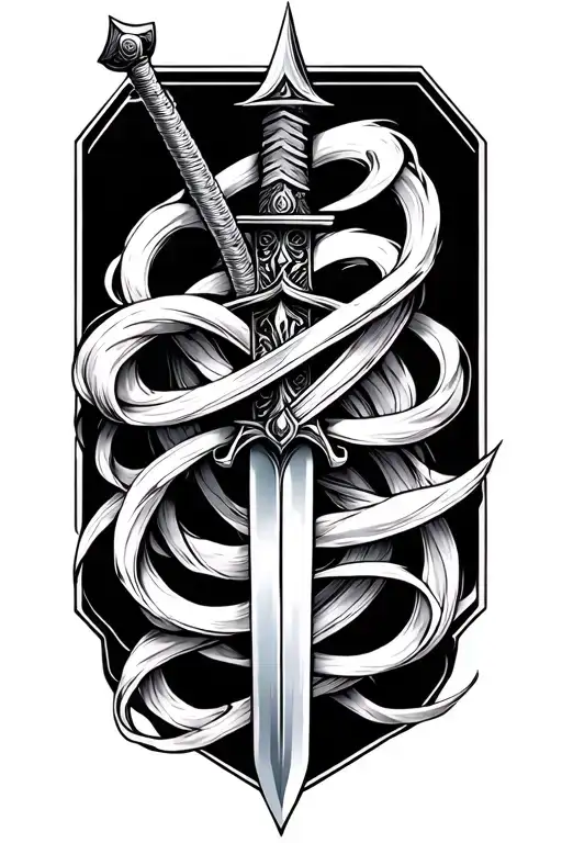 sword intertwined tattoo design idea