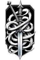 sword intertwined tattoo design idea