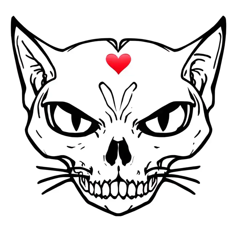 black cat skull candy heart tattoo design idea
