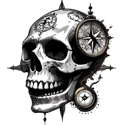 Skull Compass tattoo design idea