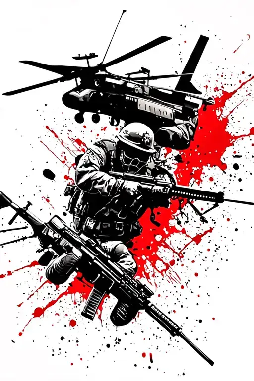 US Army Airborne Afghanistan war scene tattoo design idea