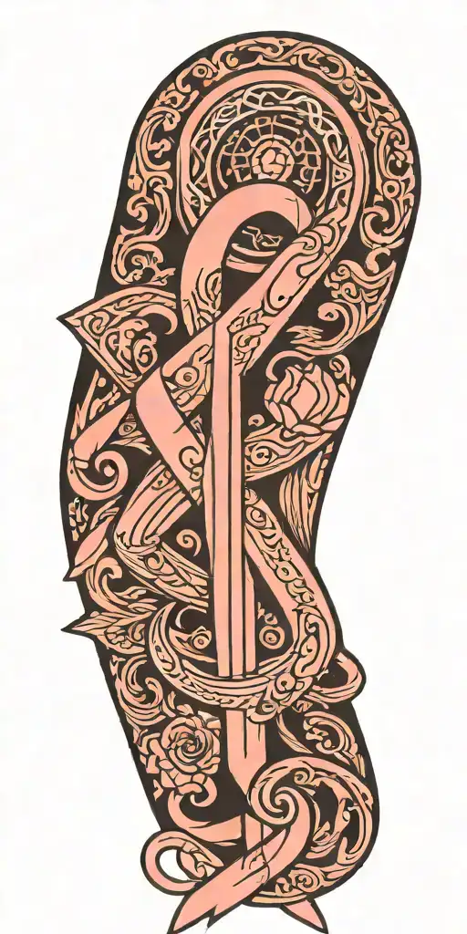 breast cancer awareness ribbon symbolizing transformation tattoo design idea